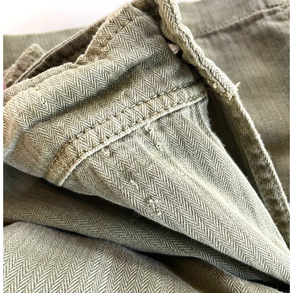 Free People Embellished Military Shirt Jacket Army Green Herringbone Jacket XS - Picture 6 of 8